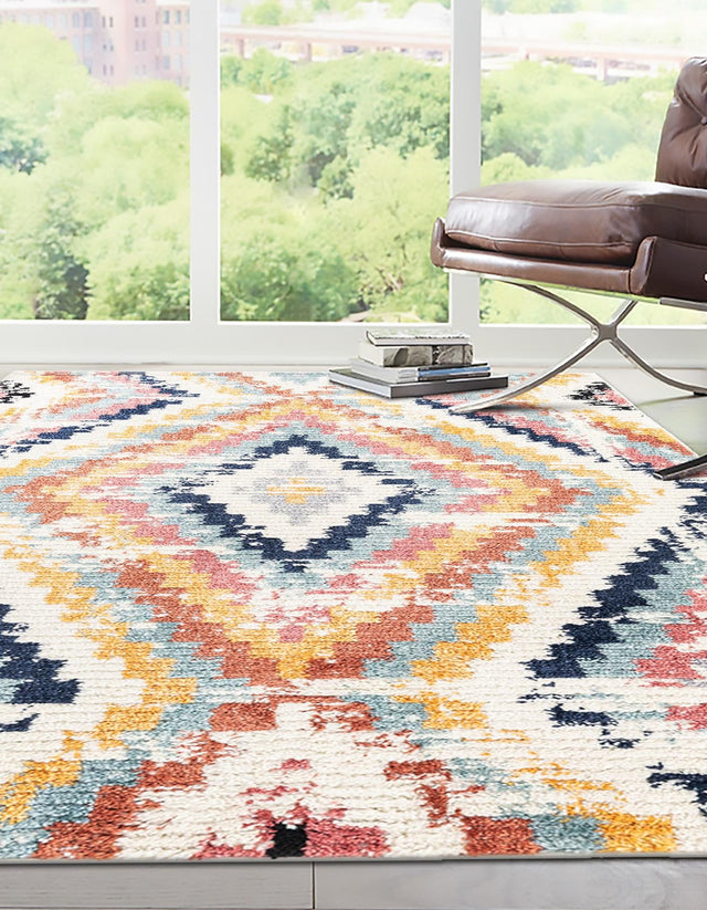 Ivory 2' x 3' Tagine Rectangle Area Rug Durable 100% Polyester Modern Unique Easy Clean Carpet for Indoor Home Decor for Sale at Rug Engine