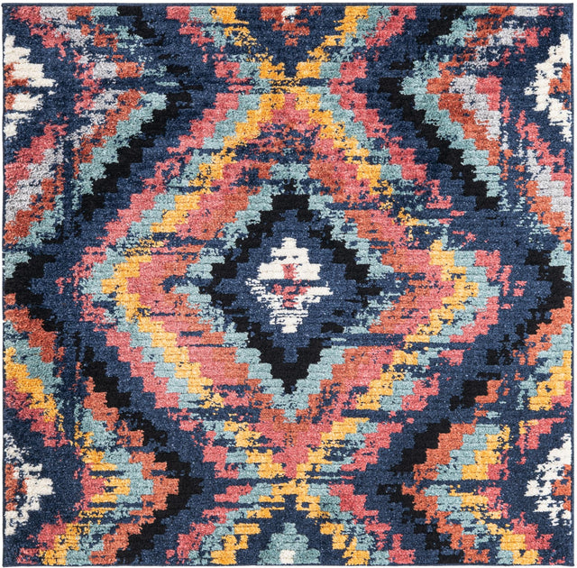 Blue 5' 3 x 5' 3 Tagine Square Area Rug Durable 100% Polyester Modern Unique Easy Clean Carpet for Indoor Home Decor for Sale at Rug Engine
