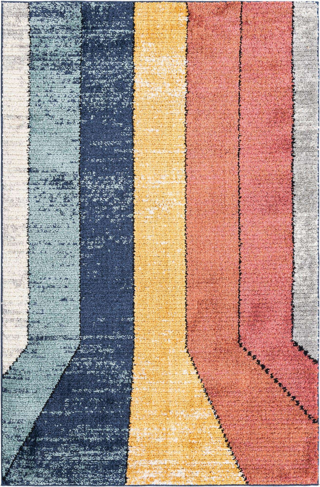 Multicolor 5' 3 x 8' Tagine Rectangle Area Rug Durable 100% Polyester Modern Unique Easy Clean Carpet for Indoor Home Decor for Sale at Rug Engine