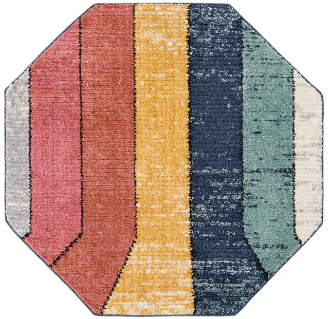 Multicolor 5' 3 x 5' 3 Tagine Octagon Area Rug Durable 100% Polyester Modern Unique Easy Clean Carpet for Indoor Home Decor for Sale at Rug Engine