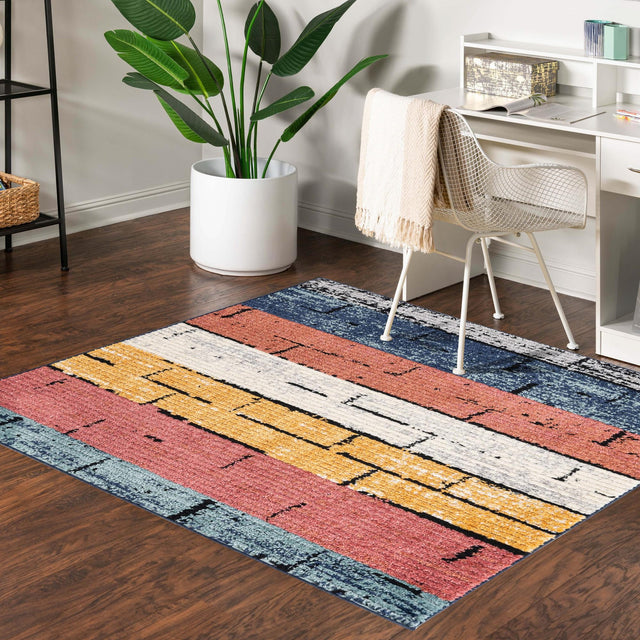 Multicolor 5' 3 x 5' 3 Tagine Square Area Rug Durable 100% Polyester Modern Unique Easy Clean Carpet for Indoor Home Decor for Sale at Rug Engine