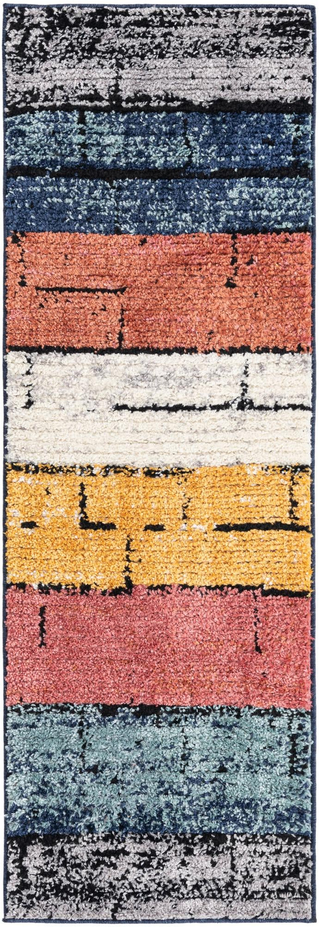 Multicolor 2' x 6' Tagine Runner Area Rug Durable 100% Polyester Modern Unique Easy Clean Carpet for Indoor Home Decor for Sale at Rug Engine