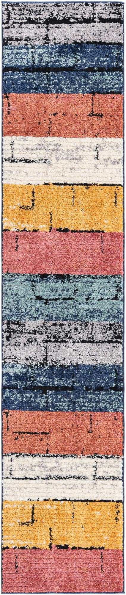 Multicolor 2' x 10' Tagine Runner Area Rug Durable 100% Polyester Modern Unique Easy Clean Carpet for Indoor Home Decor for Sale at Rug Engine