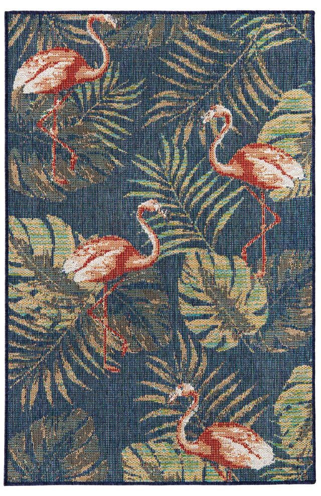 Navy Blue 3' 11 x 5' 11 Baja Outdoor Rectangle Area Rug Weather Resistant for Patio, Deck, Terrace, Balcony, Porch 100% Polypropylene Modern Outside Decor for Sale at Rug Engine