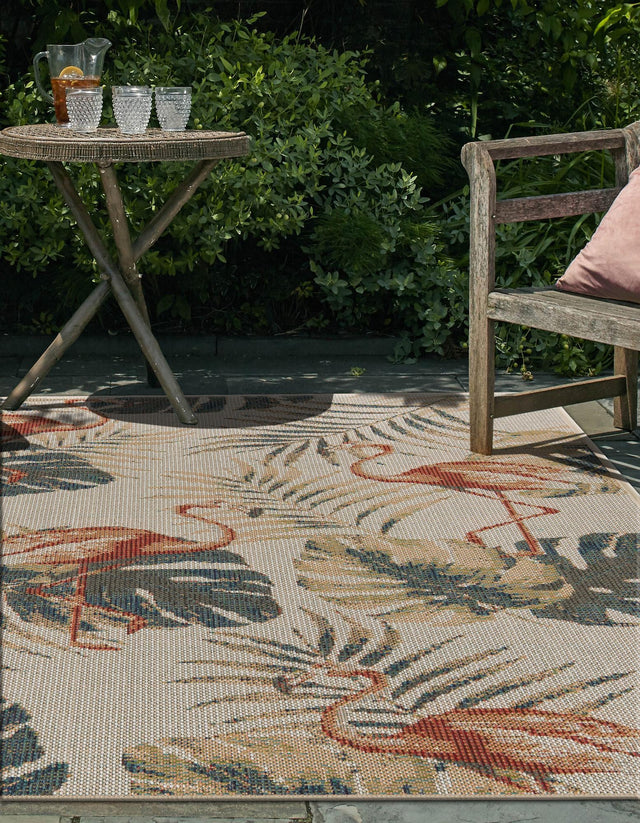 Ivory 6' x 9' Baja Outdoor Rectangle Area Rug Weather Resistant for Patio, Deck, Terrace, Balcony, Porch 100% Polypropylene Modern Outside Decor for Sale at Rug Engine