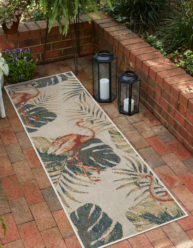 Ivory 2' x 7' 10 Baja Outdoor Runner Area Rug Weather Resistant for Patio, Deck, Terrace, Balcony, Porch 100% Polypropylene Modern Outside Decor for Sale at Rug Engine