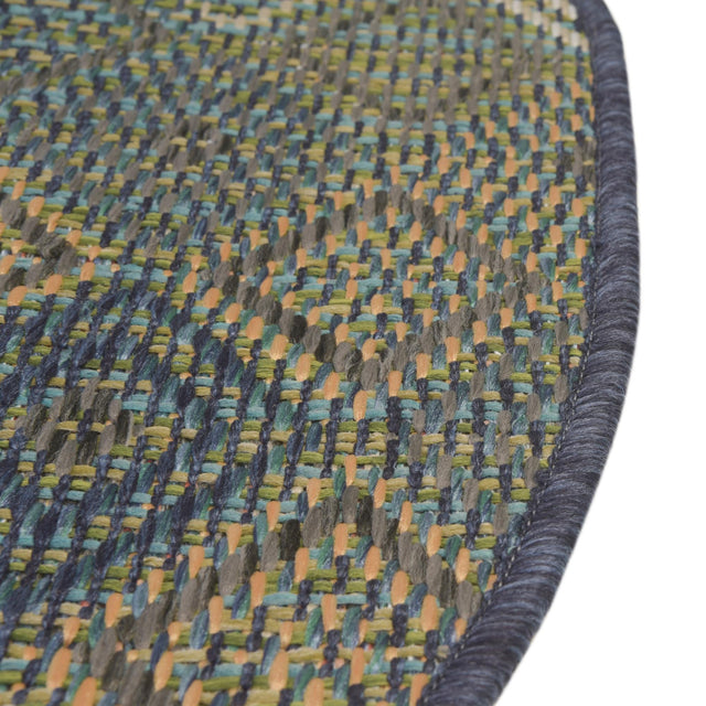 Navy Blue 3' 3 x 3' 3 Baja Outdoor Round Area Rug Weather Resistant for Patio, Deck, Terrace, Balcony, Porch 100% Polypropylene Modern Outside Decor for Sale at Rug Engine