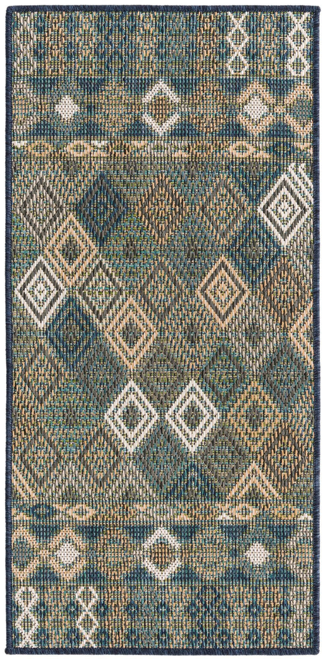 Navy Blue 2' x 3' 11 Baja Outdoor Runner Area Rug Weather Resistant for Patio, Deck, Terrace, Balcony, Porch 100% Polypropylene Modern Outside Decor for Sale at Rug Engine