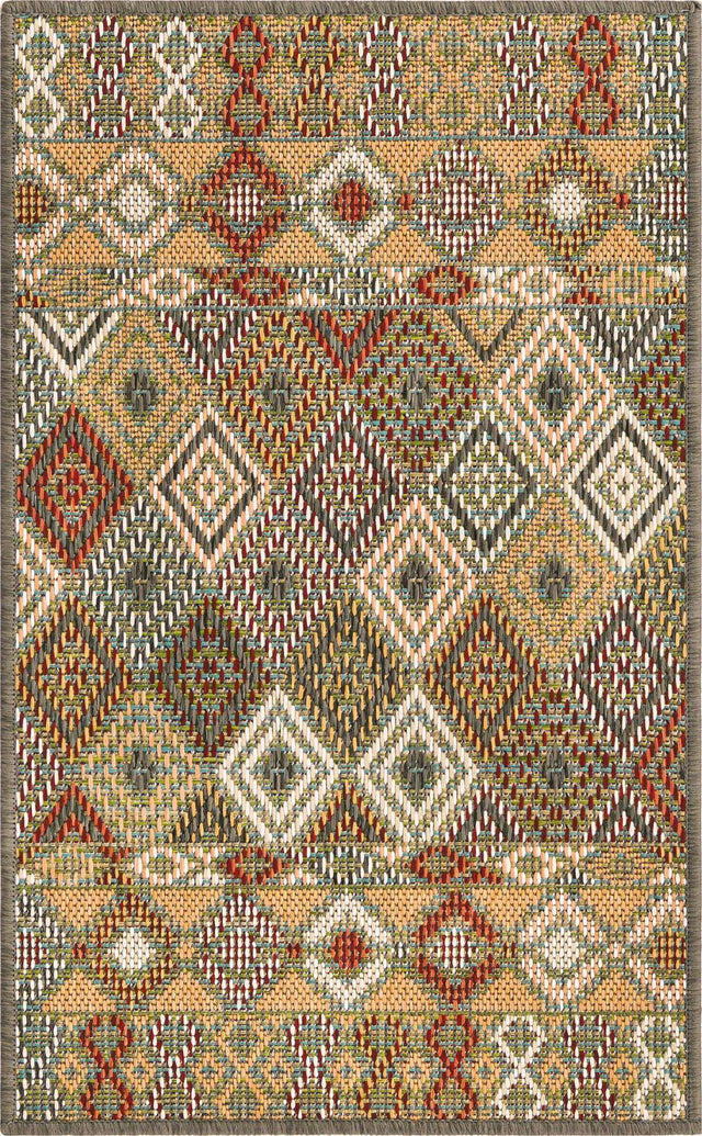 Multicolor 2' x 2' 11 Baja Outdoor Rectangle Area Rug Weather Resistant for Patio, Deck, Terrace, Balcony, Porch 100% Polypropylene Modern Outside Decor for Sale at Rug Engine