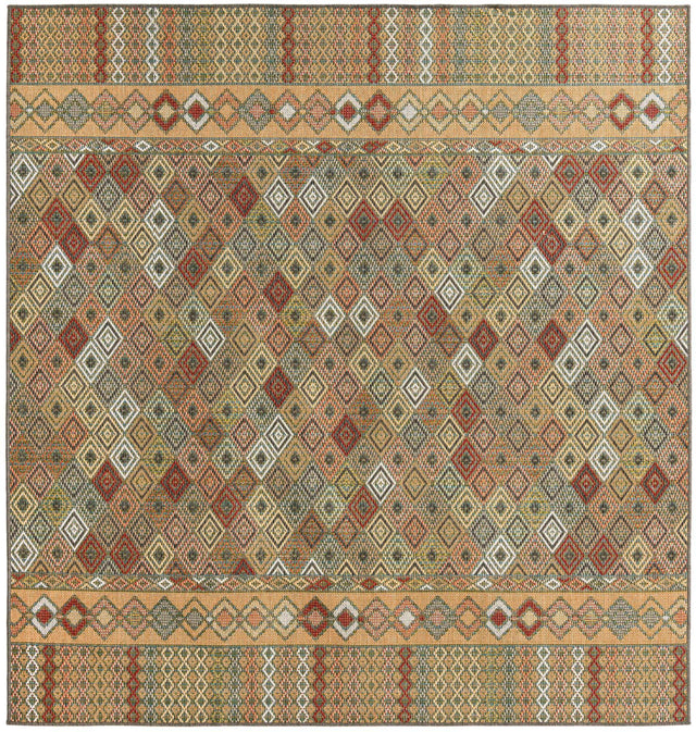 Multicolor 7' 10 x 7' 10 Baja Outdoor Square Area Rug Weather Resistant for Patio, Deck, Terrace, Balcony, Porch 100% Polypropylene Modern Outside Decor for Sale at Rug Engine
