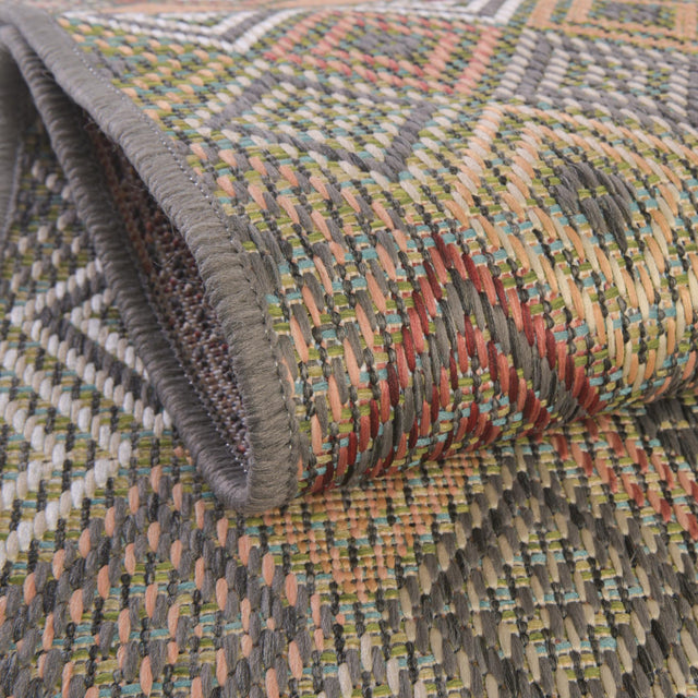 Multicolor 7' 10 x 7' 10 Baja Outdoor Round Area Rug Weather Resistant for Patio, Deck, Terrace, Balcony, Porch 100% Polypropylene Modern Outside Decor for Sale at Rug Engine