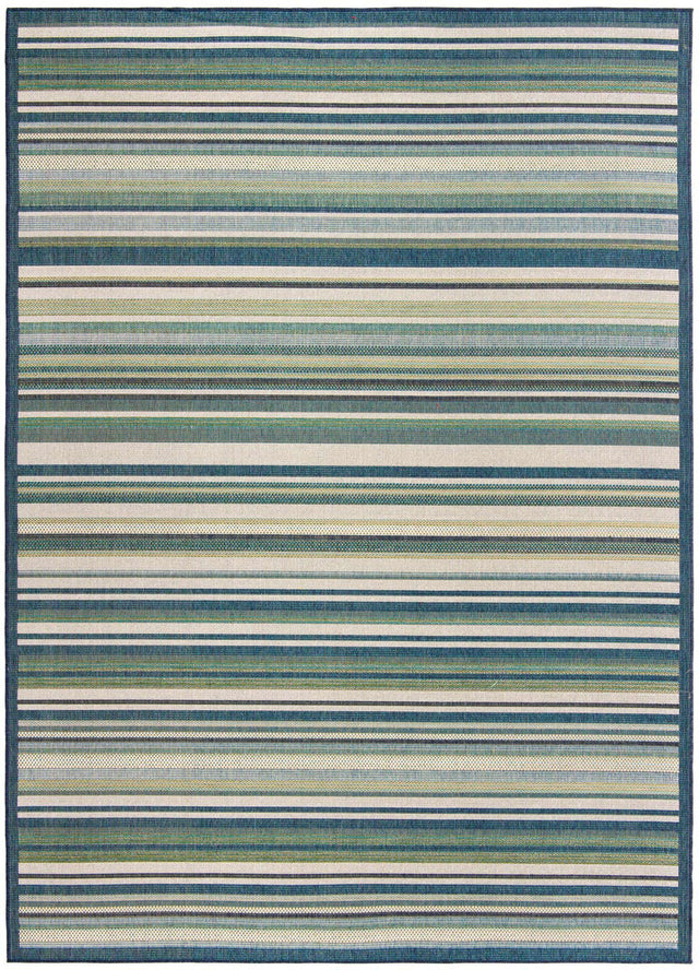 Blue 9' x 12' Baja Outdoor Rectangle Area Rug Weather Resistant for Patio, Deck, Terrace, Balcony, Porch 100% Polypropylene Modern Outside Decor for Sale at Rug Engine