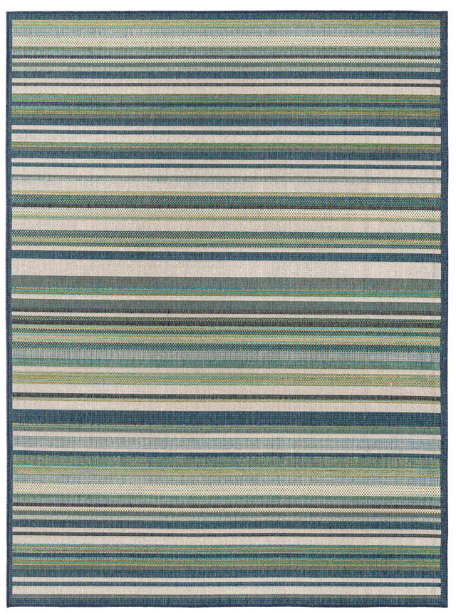Blue 7' 10 x 10' Baja Outdoor Rectangle Area Rug Weather Resistant for Patio, Deck, Terrace, Balcony, Porch 100% Polypropylene Modern Outside Decor for Sale at Rug Engine