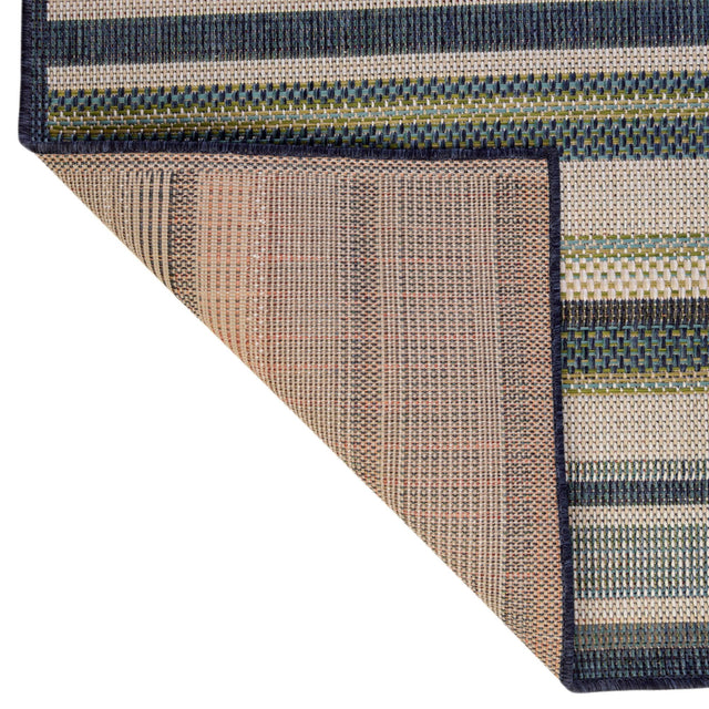 Blue 9' x 12' Baja Outdoor Rectangle Area Rug Weather Resistant for Patio, Deck, Terrace, Balcony, Porch 100% Polypropylene Modern Outside Decor for Sale at Rug Engine