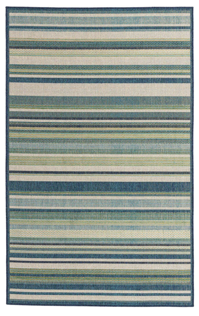 Blue 5' 3 x 7' 7 Baja Outdoor Rectangle Area Rug Weather Resistant for Patio, Deck, Terrace, Balcony, Porch 100% Polypropylene Modern Outside Decor for Sale at Rug Engine