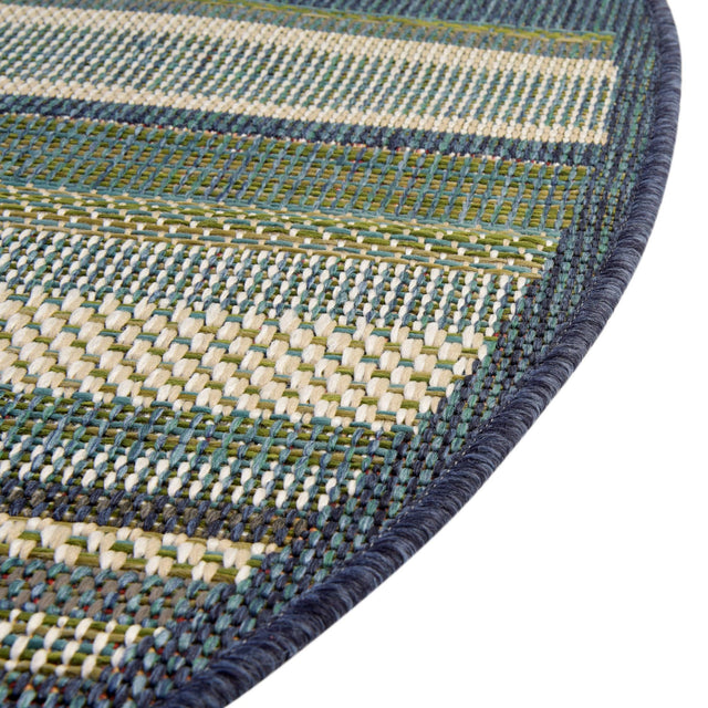 Blue 5' 3 x 5' 3 Baja Outdoor Round Area Rug Weather Resistant for Patio, Deck, Terrace, Balcony, Porch 100% Polypropylene Modern Outside Decor for Sale at Rug Engine
