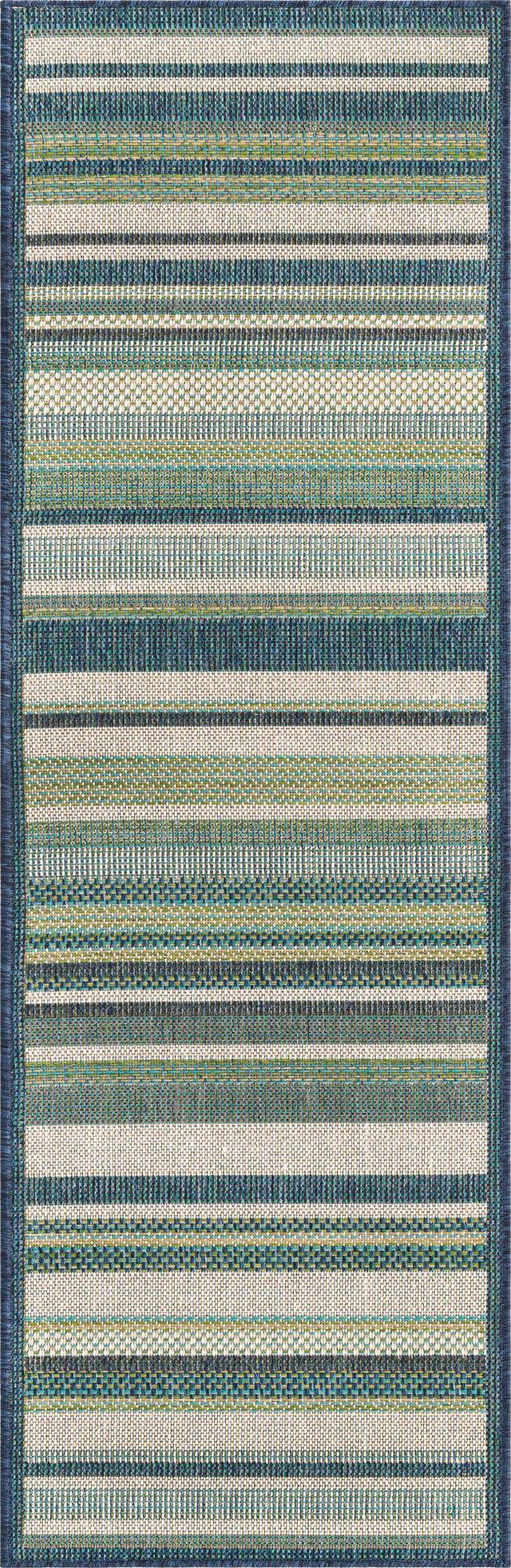 Blue 2' x 5' 11 Baja Outdoor Runner Area Rug Weather Resistant for Patio, Deck, Terrace, Balcony, Porch 100% Polypropylene Modern Outside Decor for Sale at Rug Engine