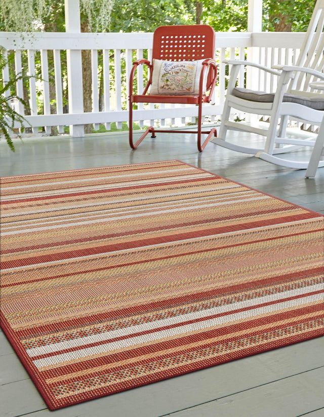 Burgundy 3' 11 x 5' 11 Baja Outdoor Rectangle Area Rug Weather Resistant for Patio, Deck, Terrace, Balcony, Porch 100% Polypropylene Modern Outside Decor for Sale at Rug Engine