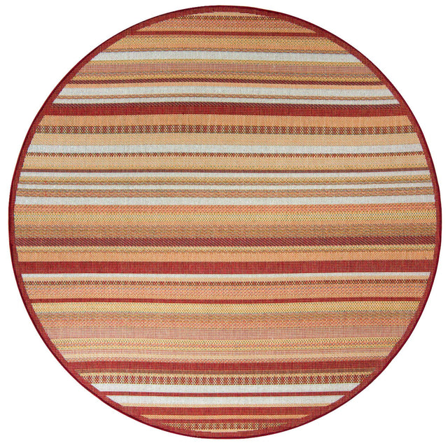 Burgundy 7' 10 x 7' 10 Baja Outdoor Round Area Rug Weather Resistant for Patio, Deck, Terrace, Balcony, Porch 100% Polypropylene Modern Outside Decor for Sale at Rug Engine