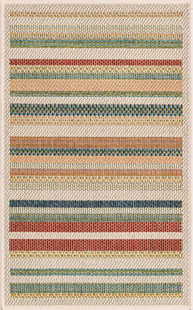 Multicolor 2' x 2' 11 Baja Outdoor Rectangle Area Rug Weather Resistant for Patio, Deck, Terrace, Balcony, Porch 100% Polypropylene Modern Outside Decor for Sale at Rug Engine