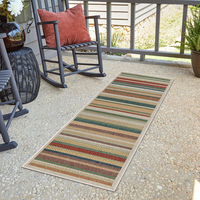 Multicolor 2' x 3' 11 Baja Outdoor Runner Area Rug Weather Resistant for Patio, Deck, Terrace, Balcony, Porch 100% Polypropylene Modern Outside Decor for Sale at Rug Engine