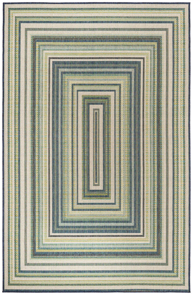 Blue 6' x 9' Baja Outdoor Rectangle Area Rug Weather Resistant for Patio, Deck, Terrace, Balcony, Porch 100% Polypropylene Modern Outside Decor for Sale at Rug Engine