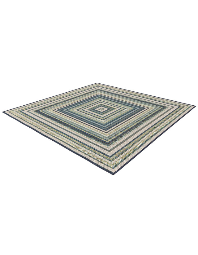 Blue 5' 3 x 5' 3 Baja Outdoor Square Area Rug Weather Resistant for Patio, Deck, Terrace, Balcony, Porch 100% Polypropylene Modern Outside Decor for Sale at Rug Engine