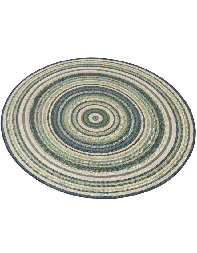 Blue 7' 10 x 7' 10 Baja Outdoor Round Area Rug Weather Resistant for Patio, Deck, Terrace, Balcony, Porch 100% Polypropylene Modern Outside Decor for Sale at Rug Engine