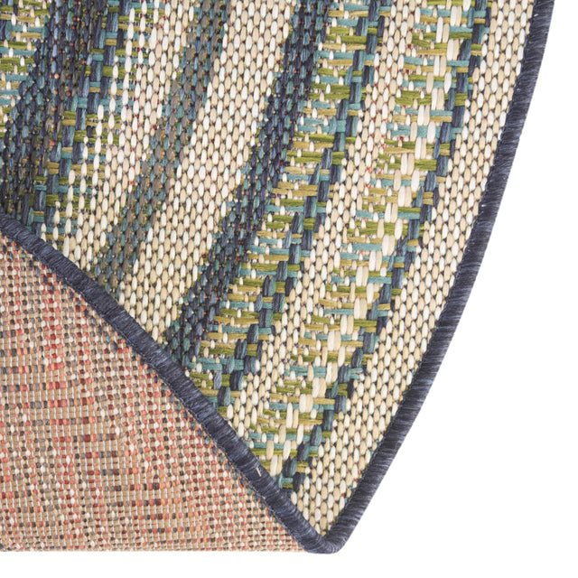 Blue 5' 3 x 5' 3 Baja Outdoor Round Area Rug Weather Resistant for Patio, Deck, Terrace, Balcony, Porch 100% Polypropylene Modern Outside Decor for Sale at Rug Engine
