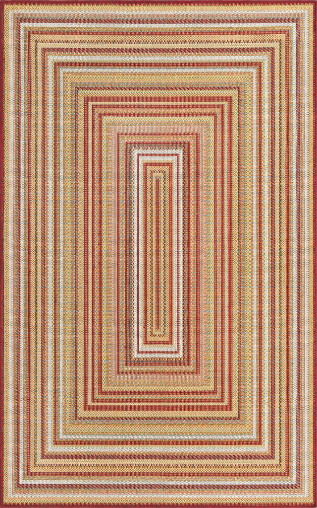 Burgundy 5' 3 x 7' 7 Baja Outdoor Rectangle Area Rug Weather Resistant for Patio, Deck, Terrace, Balcony, Porch 100% Polypropylene Modern Outside Decor for Sale at Rug Engine