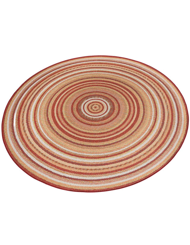 Burgundy 7' 10 x 7' 10 Baja Outdoor Round Area Rug Weather Resistant for Patio, Deck, Terrace, Balcony, Porch 100% Polypropylene Modern Outside Decor for Sale at Rug Engine