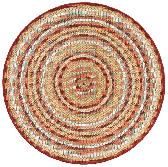 Burgundy 3' 3 x 3' 3 Baja Outdoor Round Area Rug Weather Resistant for Patio, Deck, Terrace, Balcony, Porch 100% Polypropylene Modern Outside Decor for Sale at Rug Engine