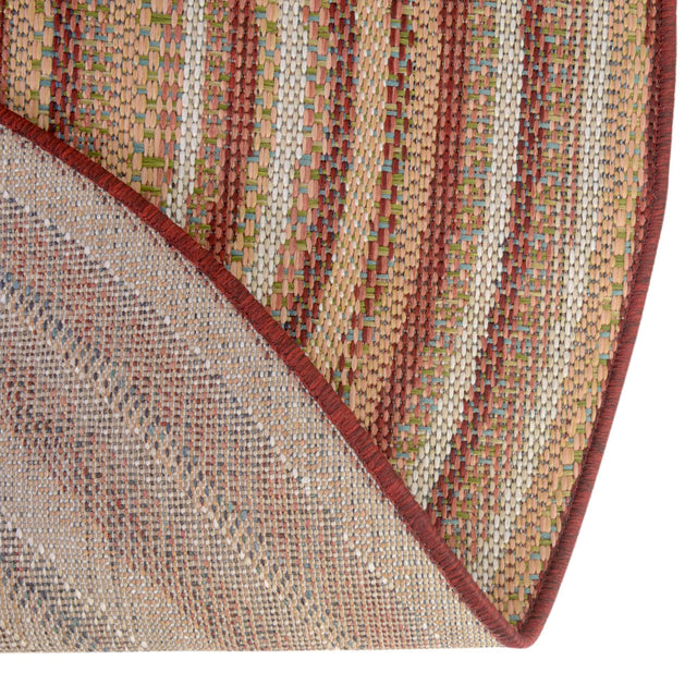Burgundy 7' 10 x 7' 10 Baja Outdoor Round Area Rug Weather Resistant for Patio, Deck, Terrace, Balcony, Porch 100% Polypropylene Modern Outside Decor for Sale at Rug Engine