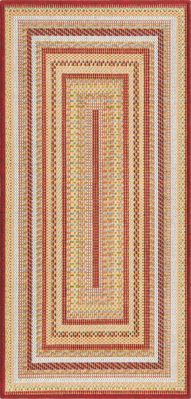 Burgundy 2' x 3' 11 Baja Outdoor Runner Area Rug Weather Resistant for Patio, Deck, Terrace, Balcony, Porch 100% Polypropylene Modern Outside Decor for Sale at Rug Engine