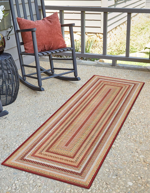 Burgundy 2' x 5' 11 Baja Outdoor Runner Area Rug Weather Resistant for Patio, Deck, Terrace, Balcony, Porch 100% Polypropylene Modern Outside Decor for Sale at Rug Engine