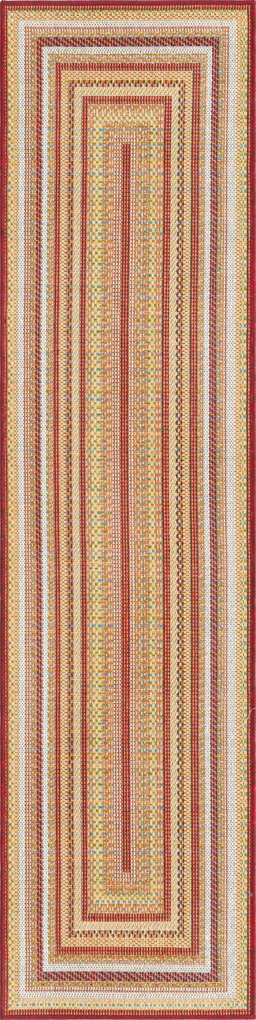 Burgundy 2' x 7' 10 Baja Outdoor Runner Area Rug Weather Resistant for Patio, Deck, Terrace, Balcony, Porch 100% Polypropylene Modern Outside Decor for Sale at Rug Engine