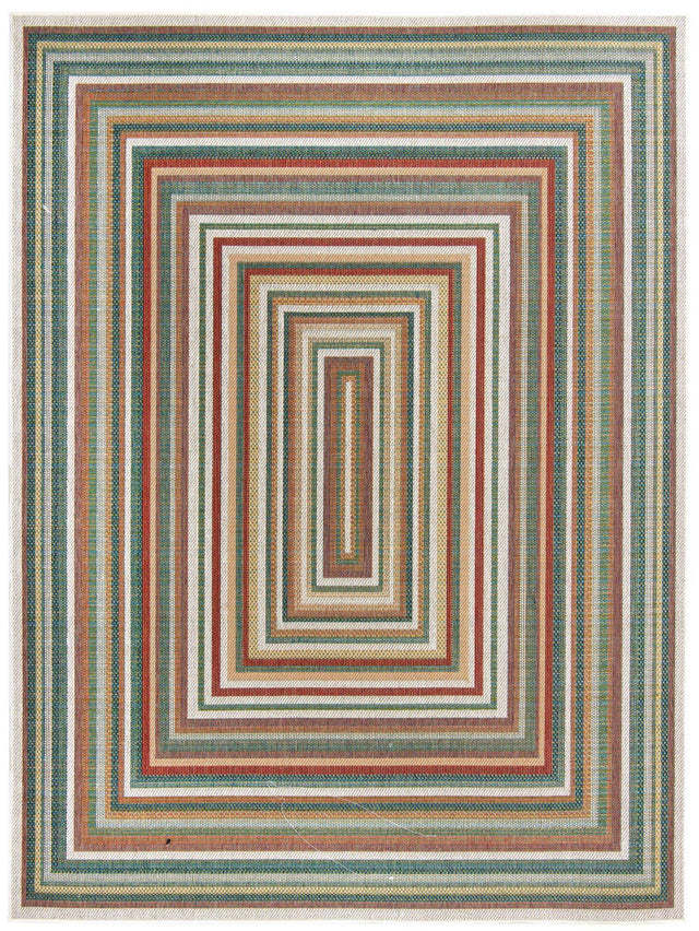 Multicolor 7' 10 x 10' Baja Outdoor Rectangle Area Rug Weather Resistant for Patio, Deck, Terrace, Balcony, Porch 100% Polypropylene Modern Outside Decor for Sale at Rug Engine
