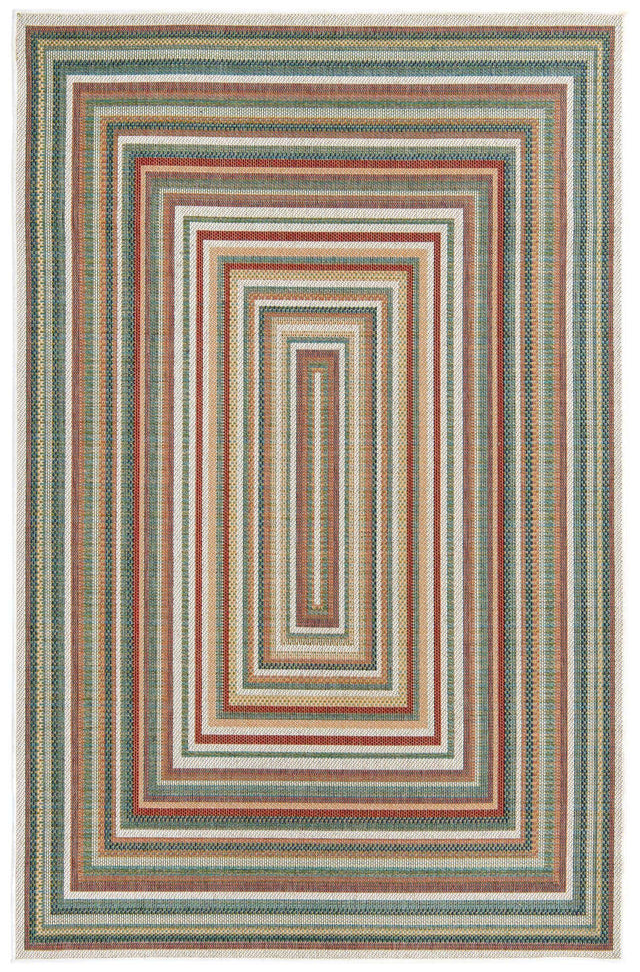 Multicolor 6' x 9' Baja Outdoor Rectangle Area Rug Weather Resistant for Patio, Deck, Terrace, Balcony, Porch 100% Polypropylene Modern Outside Decor for Sale at Rug Engine