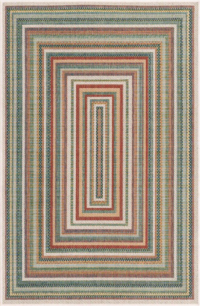 Multicolor 3' 11 x 5' 11 Baja Outdoor Rectangle Area Rug Weather Resistant for Patio, Deck, Terrace, Balcony, Porch 100% Polypropylene Modern Outside Decor for Sale at Rug Engine