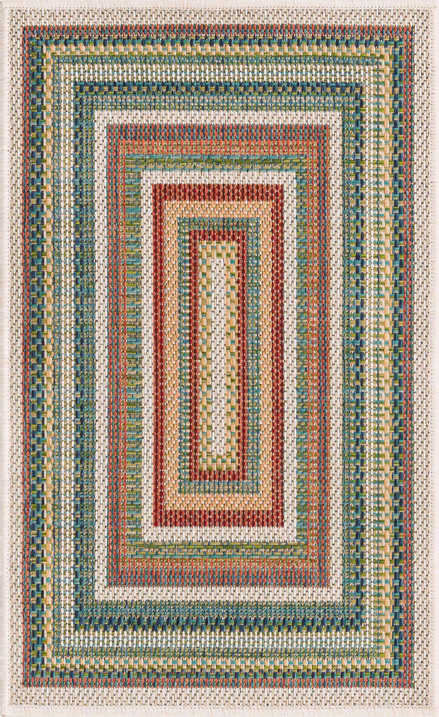 Multicolor 2' x 2' 11 Baja Outdoor Rectangle Area Rug Weather Resistant for Patio, Deck, Terrace, Balcony, Porch 100% Polypropylene Modern Outside Decor for Sale at Rug Engine