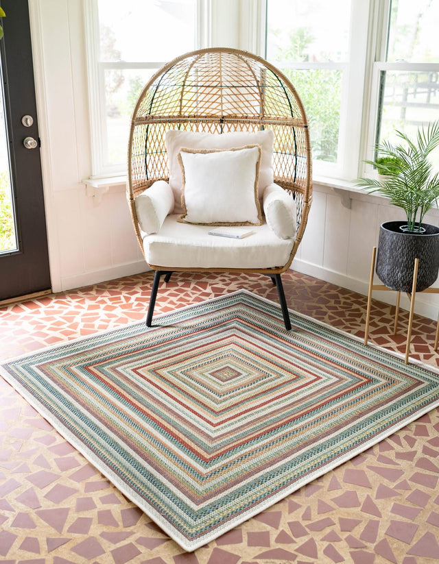 Multicolor 12' x 12' Baja Outdoor Square Area Rug Weather Resistant for Patio, Deck, Terrace, Balcony, Porch 100% Polypropylene Modern Outside Decor for Sale at Rug Engine