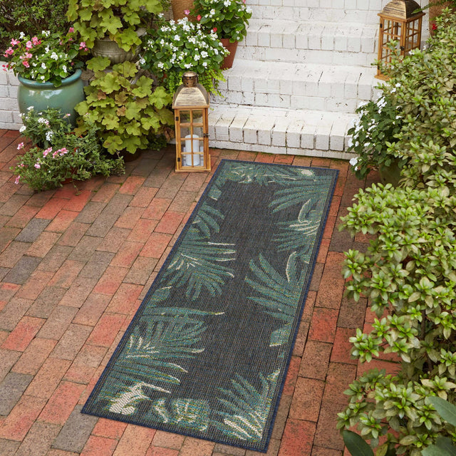 Navy Blue 2' x 3' 11 Baja Outdoor Runner Area Rug Weather Resistant for Patio, Deck, Terrace, Balcony, Porch 100% Polypropylene Modern Outside Decor for Sale at Rug Engine