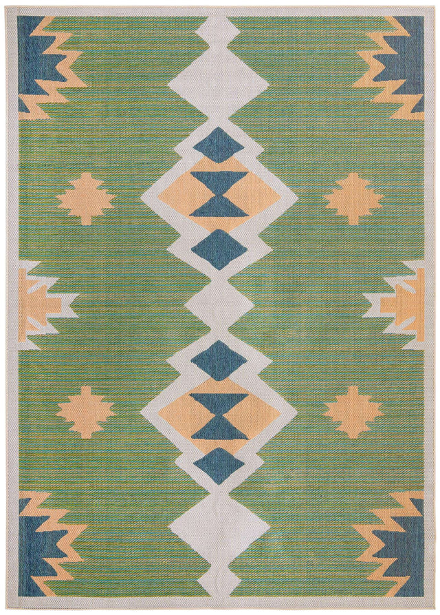 Green 9' x 12' Baja Outdoor Rectangle Area Rug Weather Resistant for Patio, Deck, Terrace, Balcony, Porch 100% Polypropylene Modern Outside Decor for Sale at Rug Engine