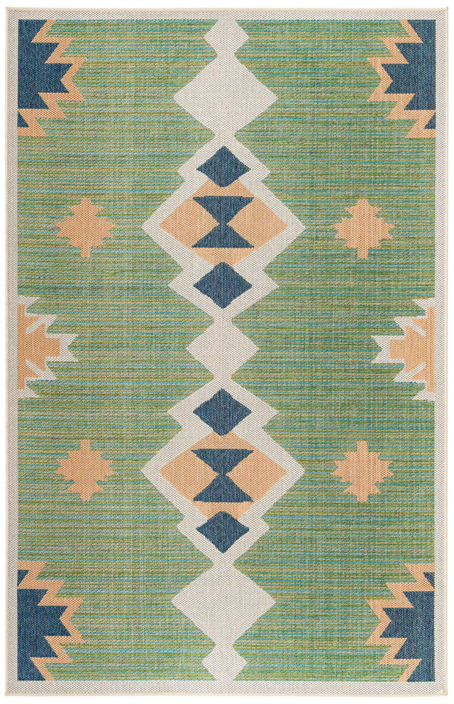 Green 6' x 9' Baja Outdoor Rectangle Area Rug Weather Resistant for Patio, Deck, Terrace, Balcony, Porch 100% Polypropylene Modern Outside Decor for Sale at Rug Engine