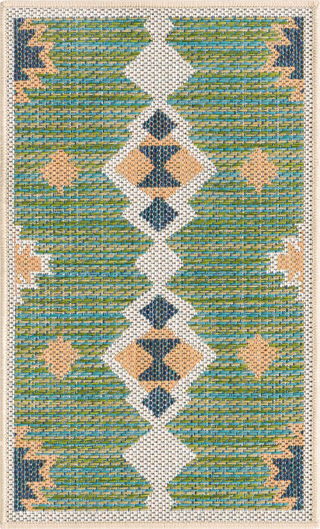 Green 2' x 2' 11 Baja Outdoor Rectangle Area Rug Weather Resistant for Patio, Deck, Terrace, Balcony, Porch 100% Polypropylene Modern Outside Decor for Sale at Rug Engine