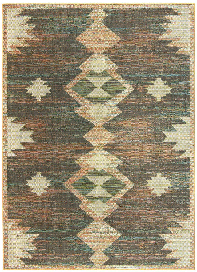Multicolor 9' x 12' Baja Outdoor Rectangle Area Rug Weather Resistant for Patio, Deck, Terrace, Balcony, Porch 100% Polypropylene Modern Outside Decor for Sale at Rug Engine
