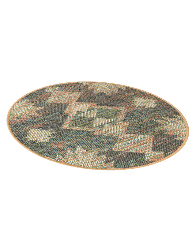 Multicolor 3' 3 x 3' 3 Baja Outdoor Round Area Rug Weather Resistant for Patio, Deck, Terrace, Balcony, Porch 100% Polypropylene Modern Outside Decor for Sale at Rug Engine