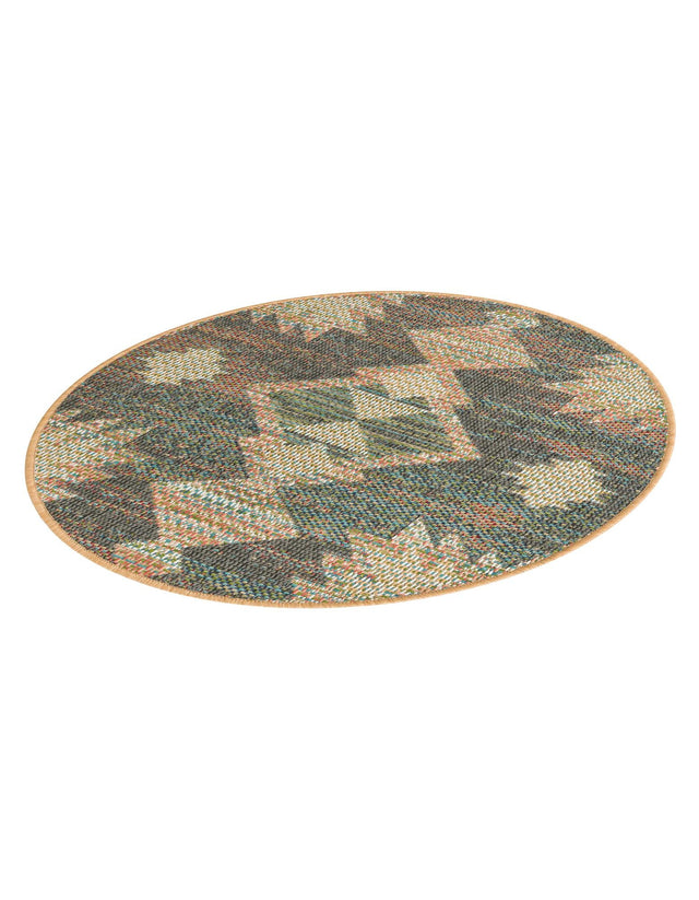 Multicolor 3' 3 x 3' 3 Baja Outdoor Round Area Rug Weather Resistant for Patio, Deck, Terrace, Balcony, Porch 100% Polypropylene Modern Outside Decor for Sale at Rug Engine