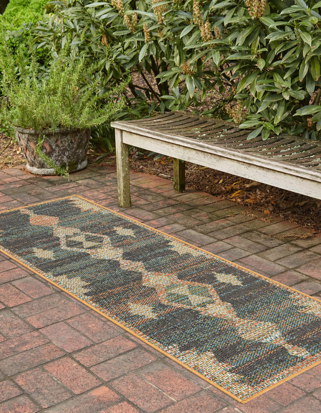 Multicolor 2' x 7' 10 Baja Outdoor Runner Area Rug Weather Resistant for Patio, Deck, Terrace, Balcony, Porch 100% Polypropylene Modern Outside Decor for Sale at Rug Engine