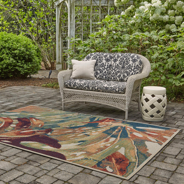 Multicolor 5' 3 x 7' 7 Baja Outdoor Rectangle Area Rug Weather Resistant for Patio, Deck, Terrace, Balcony, Porch 100% Polypropylene Modern Outside Decor for Sale at Rug Engine